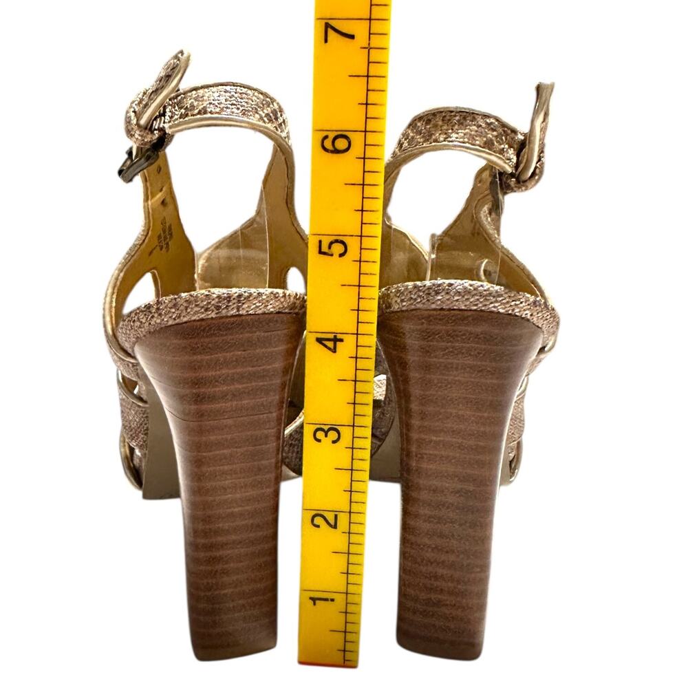 Nine West MISS PRISS Open Toe Ankle Strap Chunky Heel Snake Heels Size 7M - Picture 8 of 8